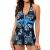 YALFJV Tankini Bathing Suits for Women Color Block Printed Tummy Control Swimsuits with Boy Shorts Two Piece Modest Swimwear