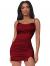 SOLY HUX Women's Spaghetti Strap Cowl Neck Satin Short Slip Dress