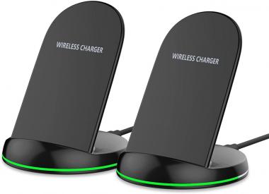 Yootech [2 Pack] Wireless Charger 10W Max Wireless Charging Stand, Compatible with iPhone 14/14 Plus/14 Pro/14 Pro Max/13/13 Mini/13 Pro Max/SE 2022/12/11/X/8,Galaxy S22/S21/S20/S10(No AC Adapter)