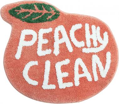 MATHILDA'S HOME - Peachy Clean Bath Mat - Non Slip and Absorbent Shower Rug - Machine Washable - Funny and Cute Idea