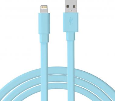 TALK WORKS Flat Lightning Charging Cable Compatible w/iPhone 13/Pro/Pro Max, 14/Plus/Pro/Pro Max, 12/Pro/Pro Max/Mini, 11/Pro/Pro Max, XR, XS, XS Max, X, 8, 7, 6, 5-7' Charger Cord (Aqua Blue)