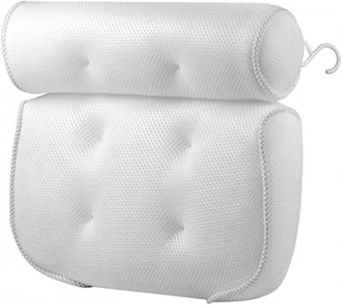 XXIOJUN Bath Pillow, Luxury Bathtub Pillow, with 3D Air Mesh Technology and 6 Suction Cups, for Head, Neck, Back and Shoulder Support (Color : White, Size : 36x32x8cm)