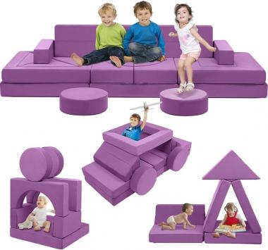 22Pcs Modular Kids Play Couch - Kids Couch for Playroom Bedroom Living Rooms 500+DIY Creativing Couch for Inspiring Child Versatile, Large Modular Couch Children Convertible Sofa Foam Couch