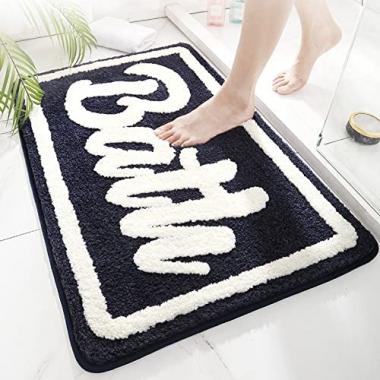 Bathroom Rugs and Mat Cute Bath Mat for Bathtub Cartoon Bathroom Decor Soft Bath Rugs Plush Absorbent Non-Slip Foot Mat Machine Washable Toilet Rug-16x24 in