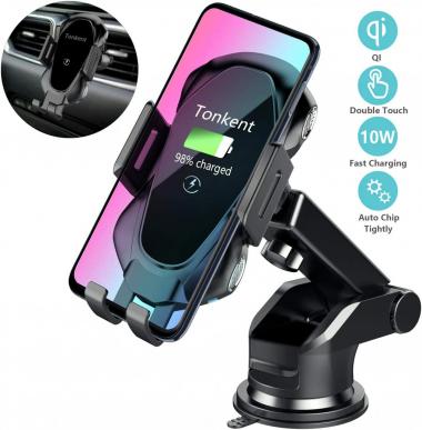 Tonkent Wireless Car Charger Auto Clamping Car Charger Mount Compatible for iPhone Xs/Max/X/XR/8/8 Plus Samsung Galaxy Note 9/ S9/ S9+/ S8/S8+/S7/S6 Edge and Other Qi Enabled Phones