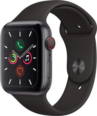 Apple Watch Series 5 (GPS + Cellular, 40MM) Space Gray Aluminum Case with Black Sport Band (Renewed)