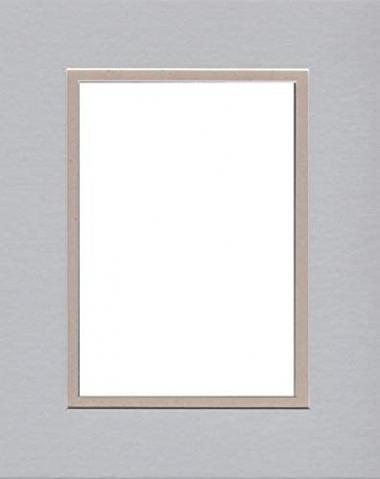 16x20 Double Acid Free White Core Picture Mats Cut for 11x14 Pictures in Nantucket Grey and Light Tan