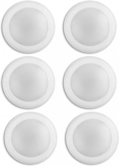 (6 Pack) 7.5" Flush Mount Dimmable LED Disk Light, 15W (120W Equivalent), 120V, 5000K Bright White, White Trim, ETL Listed - Suitable for Wet Locations - 4/6" J-Box