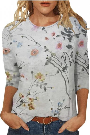 Ceboyel 3/4 Sleeve Tops for Women Summer Floral Paisley Print Tees Shirts Trendy Ladies Blouses Dressy Casual Clothing 2023