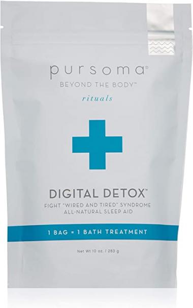 Pursoma Digital Detox Cleansing Bath Soak, Natural Sleep Aid and Sleep Soak with French Green Clay and French Grey Sea Salt - Detox Bath Salts for Body Cleanse, Fights Wired and Tired Syndrome, 10 oz