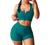 Meyeeka Women's 2 Piece Ribbed Seamless Workout Sets Short Sleeve Crop Top Drawstring Yoga Outfits Sets