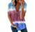 Women's Short Sleeve Zipper Tops and Blouses Casual Loose Fit V Neck Tunic Trendy Color Block Tees Summer T Shirts