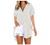 Womens Short Sleeve Plus Size Tops V Neck Collar Button Down Shirts Blouse Top Tie Side Boyfriend Oversized T Shirts