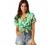 Allegra K Women's Hawaiian Shirts Leaves Printed Short Sleeve Tropical Button Down Shirt