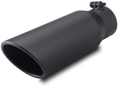 3" Inlet Black Exhaust Tip, LCGP 3" x 4" x 12" Universal Bolt On Stainless Steel Diesel Exhaust Tailpipe Tip