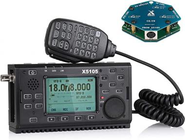 Xiegu X5105 QRP HF Transceiver Amateur Ham Radio VOX SSB CW AM FM RTTY PSK 0.5-30MHz 50-54MHz 5W with USB Cable CE-19 Expansion Card (2019 Upgraded Version)