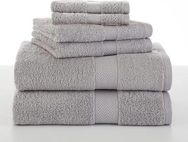 Martex 7132976 Cotton Absorbent Soft Bathroom Bath Hand and Washcloth 6 Piece Set, Grey