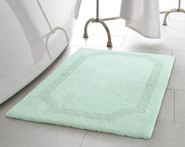 Laura Ashley Reversible Cotton 17 x 24 in. Bath Mat, Aqua