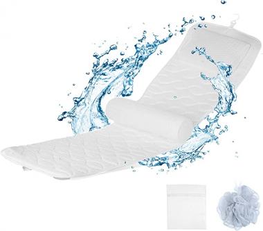 COSYLAND Full Body Bath Tub Pillow Bathtub Cushion, Spa Mat with Adjustable Lumbar Pillow 16 Suction Cups, 4D Mesh Washable Breathable Thick Soft, with Laundry Bag, Bath Sponge