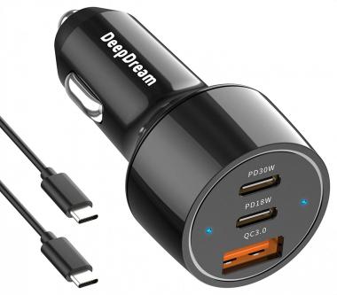 USB C Car Charger 48W, DeepDream Fast USB Car Charger Adapter, Dual PD Port & QC3.0 Cigarette Lighter USB Charger Compatible with iPad, iPhone 14 Plus Pro 13 12 11, Galaxy S22 S21 S20, Pixel