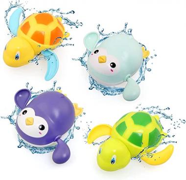 LEADSTAR Bath Toys, 4 Pack Bathtub Toys for Baby Toddler, Wind Up Bathing Water Toy Bath Swimming Duck Toy, Swimming Tub Bathtub Pool Cute Swimming Turtle Penguin Toys for Boys Girls 3 Year Old