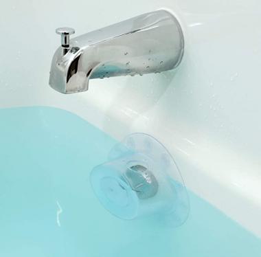 SlipX Solutions Bottomless Bath | Take The Best Bath of Your Life | Overflow Drain Cover for Tub | Spa Accessories, Drain Block, Water Stopper Plug | 4” Diameter Clear