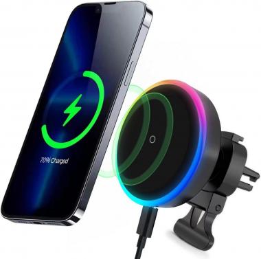 Magnetic Wireless Car Charger with Cooling Fan, Magnets Automatically Align The Phone, Compatible with MagSafe Car Mount Charger, Compatible with iPhone 14/13/12 Series Phones and Magnetic Cases