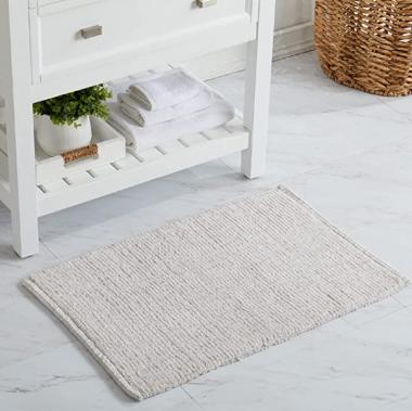 Pebble & Crane - Melange Rug - Plush Bath Mat - Cotton and Microfiber - Ultra Plush and Absorbent - Great for Bathrooms, Kitchens, and More - 20” x 30” - Grey