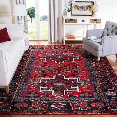 SAFAVIEH Vintage Hamadan Collection 9' x 12' Red / Multi VTH211A Oriental Traditional Persian Non-Shedding Living Room Bedroom Dining Home Office Area Rug