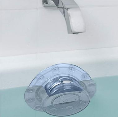 Gorilla Grip Bathtub Overflow Drain Cover, Adds Inches of Water for Deeper Warmer Bath, Suction Cup Seal, Plug Stopper Covers for Tub Drain, Bathroom Spa Accessories, Large 6 Inch Diameter, Blue