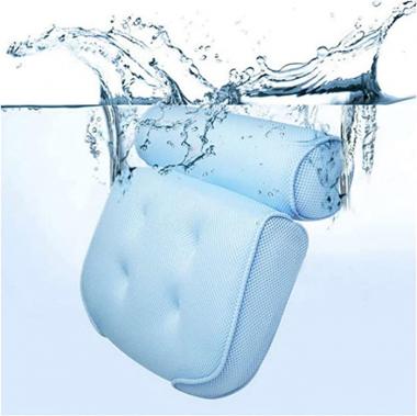 XXIOJUN Bath Pillow, Luxury Bathtub Spa Pillow with 3D Air Mesh Technology and 6Suction Cups, Helps Support Head, Back, Shoulder and Neck, Fits All Bathtub, Hot Tub and Home Spa