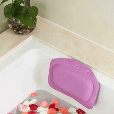 Sdoveb Bath Pillow, Bathtub Pillow Cushion Provides Head Neck and Shoulder Support Neck Headrest Soft Pad Suction, Fits Any Size Tub Jacuzzi Spas, Anti Slip (Purple)