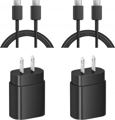 Super Fast Type C Charger, 2-Pack 25W PD USB C Wall Charger for Samsung Galaxy S22/S22 Ultra/S22+/S21/S21+/S21 Ultra/S20/S20+/Note 20 Ultra Fast Charging Block and 6FT USB C to C Phone Charger Cable