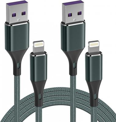 [MFi Certified] iPhone Charger Cable 10 ft,2Pack 10 Foot Lightning Cable Nylon Braided Long iPhone Charger Cord Compatible with Apple iPhone 11/11Pro/11Max/ X/XS/XR/8/7/6/iPad Mini Air (10Ft, Green)