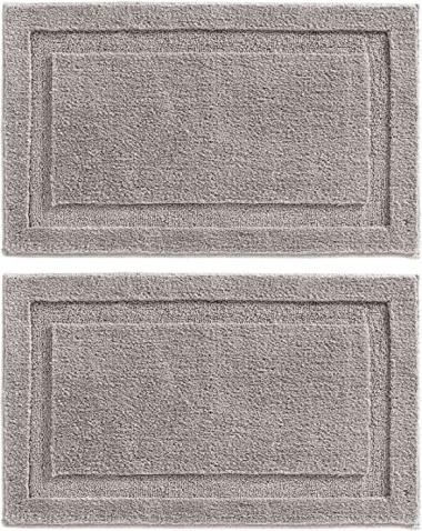 mDesign Soft Microfiber Polyester Non-Slip Rectangular Spa Mat, Plush Water Absorbent Accent Rug for Bathroom Vanity, Bathtub/Shower - Machine Washable, 34" x 21" - 2 Pack - Steel Gray