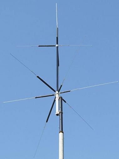 MFJ-2389 Compact 8-Band (80, 40, 20, 15, 10, 6, 2M & 70CM) Vertical HF/VHF/UHF Antenna - Handles 200W PEP