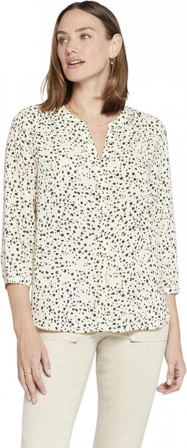 NYDJ Women's 3/4 Sleeve Pintuck Blouse