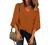 LookbookStore Women's V Neck Mesh Panel Blouse 3/4 Bell Sleeve Loose Top Shirt