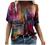 Summer Tops for Women Short Sleeve T Shirts Casual V-Neck Tie Dye Abstract Printed Tee T-Shirts Tunic Loose Blouses