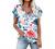 Womens Tops Casual Lace Trim Petal Sleeve Blouse Summer Loose Shirt V Neck Tunic Top Floral Print Blouse for Women