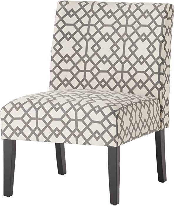 GDF Studio Kendal Grey Geometric Patterned Fabric Accent Chair