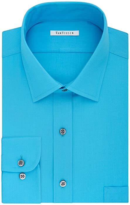 Van Heusen Men's Regular Fit Flex Collar Shirt Lagoon Blue