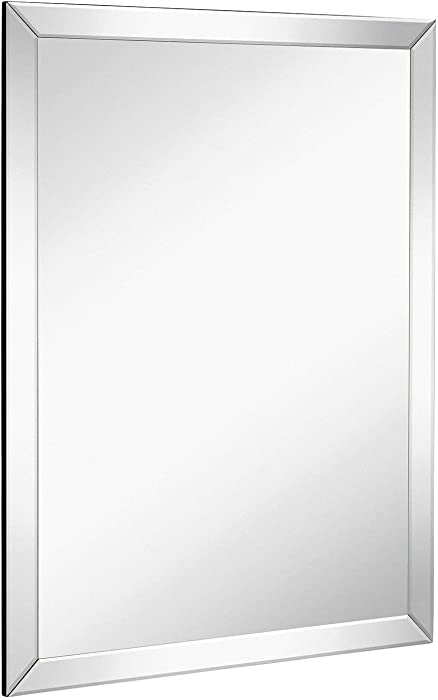 Hamilton Hills Large Flat Framed Wall Mirror with 2 Inch Edge Beveled Mirror Frame | Premium Silver Backed Glass Panel | Vanity, or Bathroom | Rectangle Hangs Horizontal or Vertical (30" x 40")