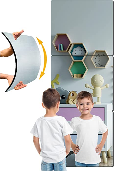 Plexiglass Acrylic Soft Mirror Non-Glass shatterproof Mirror Full Length Mirror Wall Mirror Frameless Home Fitness Mirror 4 Pcs 12"x12" cyhqo