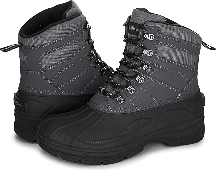 Eddie Bauer Leaven Worth Insulated Mens Hiking Boots | Waterproof Shell, Multi-Terrain Lugs, Warm & Comfortable Design Rubber Traction Outsole with Memory Foam Insole