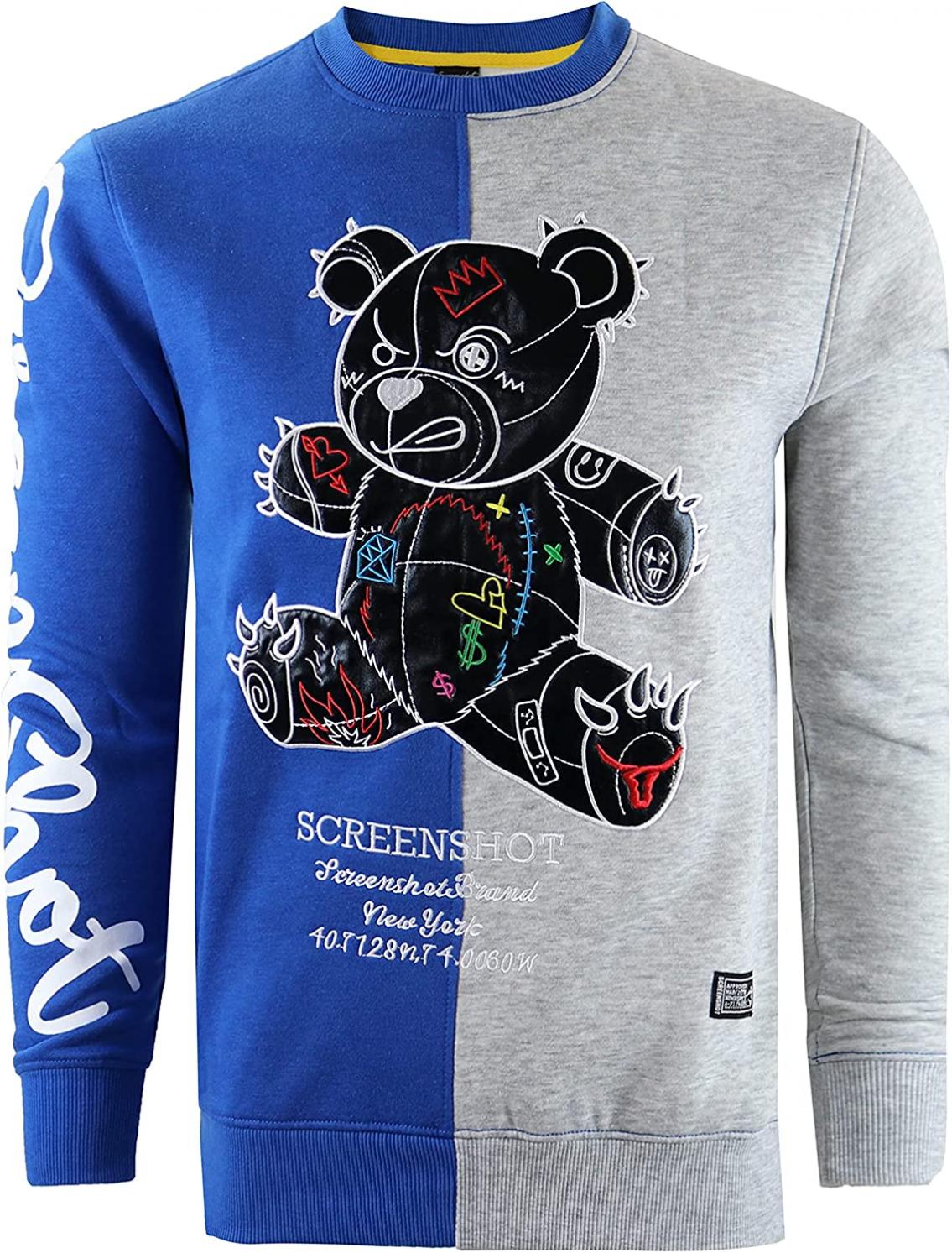 SCREENSHOT Mens Urban NYC Hip Hop Premium Fleece - Pullover Active Streetwear Fashion Crew Neck Sweatshirt