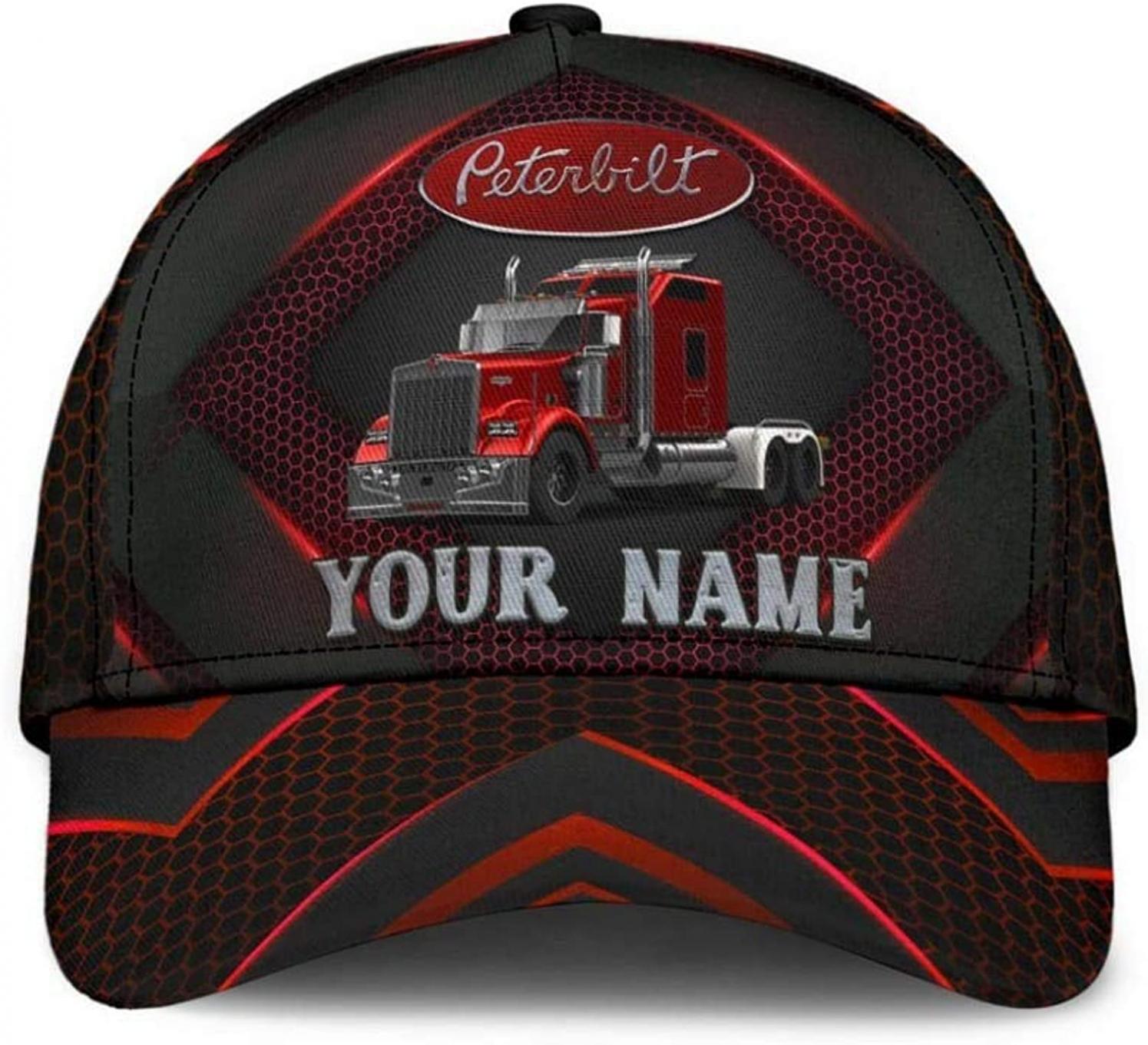 Sky Styler Gifts for Dad Father Grandpa - Personalized Truck Ptb Peterbilt Stand Out Beautifully 3D Printed Unisex Classic Cap, Snapback Baseball Cap Hats One-Size Fits All Men, Women