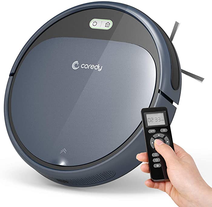 Coredy Robot Vacuum Cleaner, 1700Pa Super-Strong Suction, Ultra Slim, Automatic Self-Charging Robotic Vacuum for Cleaning Hardwood Floors, Medium-Pile Carpets, Filter for Pet, Easy Schedule Cleaning