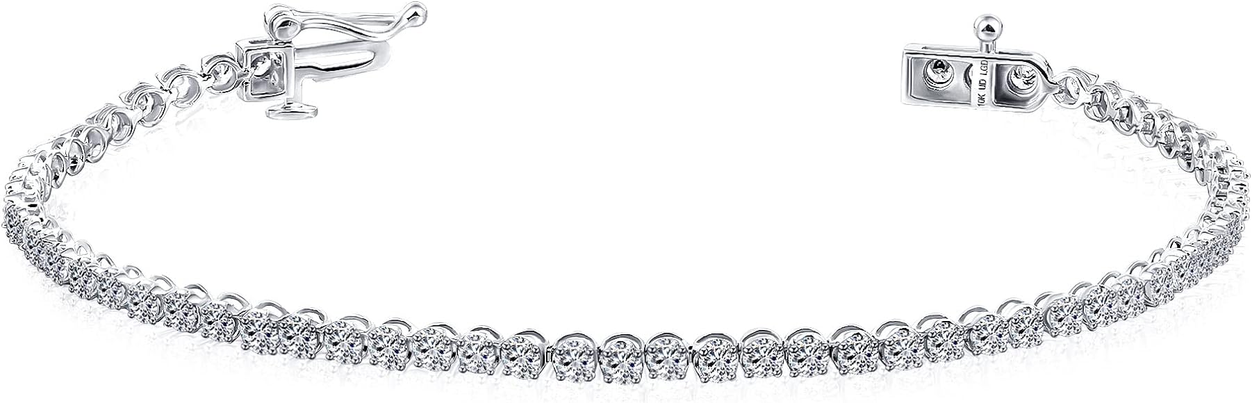 La4ve Diamonds 1.00-3.00 Carat Diamond, Prong Set 10K White Gold Round-cut Lab Grown Diamond Tennis Bracelet (J, VS-SI) Real Diamond Jewelry for Women| Gift Box Included