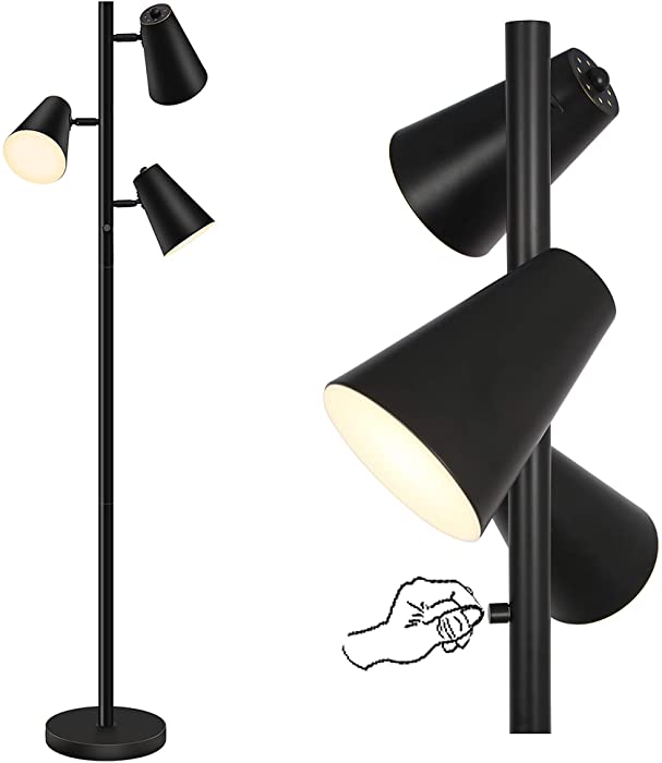 Tree Led Floor Lamp for Mid Century, Modern, Contemporary Students Professional Artist - Set 3 Units (Black) (Black)